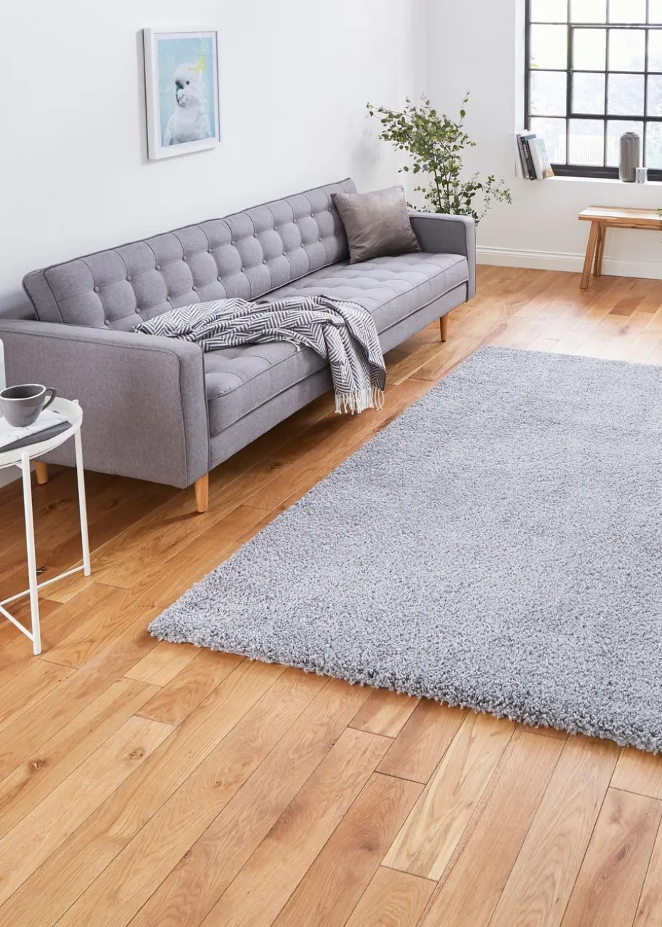 Think Rugs Sierra Grey Plain Shaggy Rectangle Rug