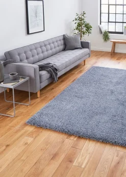 Think Rugs Sierra Slate Grey Plain Shaggy Rectangle Rug