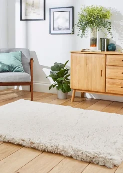 Think Rugs Super Teddy Beige Plain Shaggy Rectangle Rug