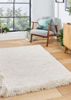Think Rugs Super Teddy Beige Plain Shaggy Rectangle Rug