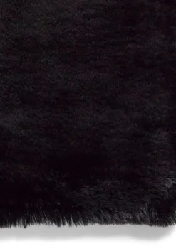 Think Rugs Super Teddy Black Plain Shaggy Rectangle Rug