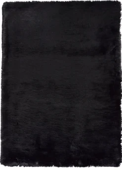 Think Rugs Super Teddy Black Plain Shaggy Rectangle Rug