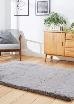 Think Rugs Super Teddy Grey Plain Shaggy Rectangle Rug