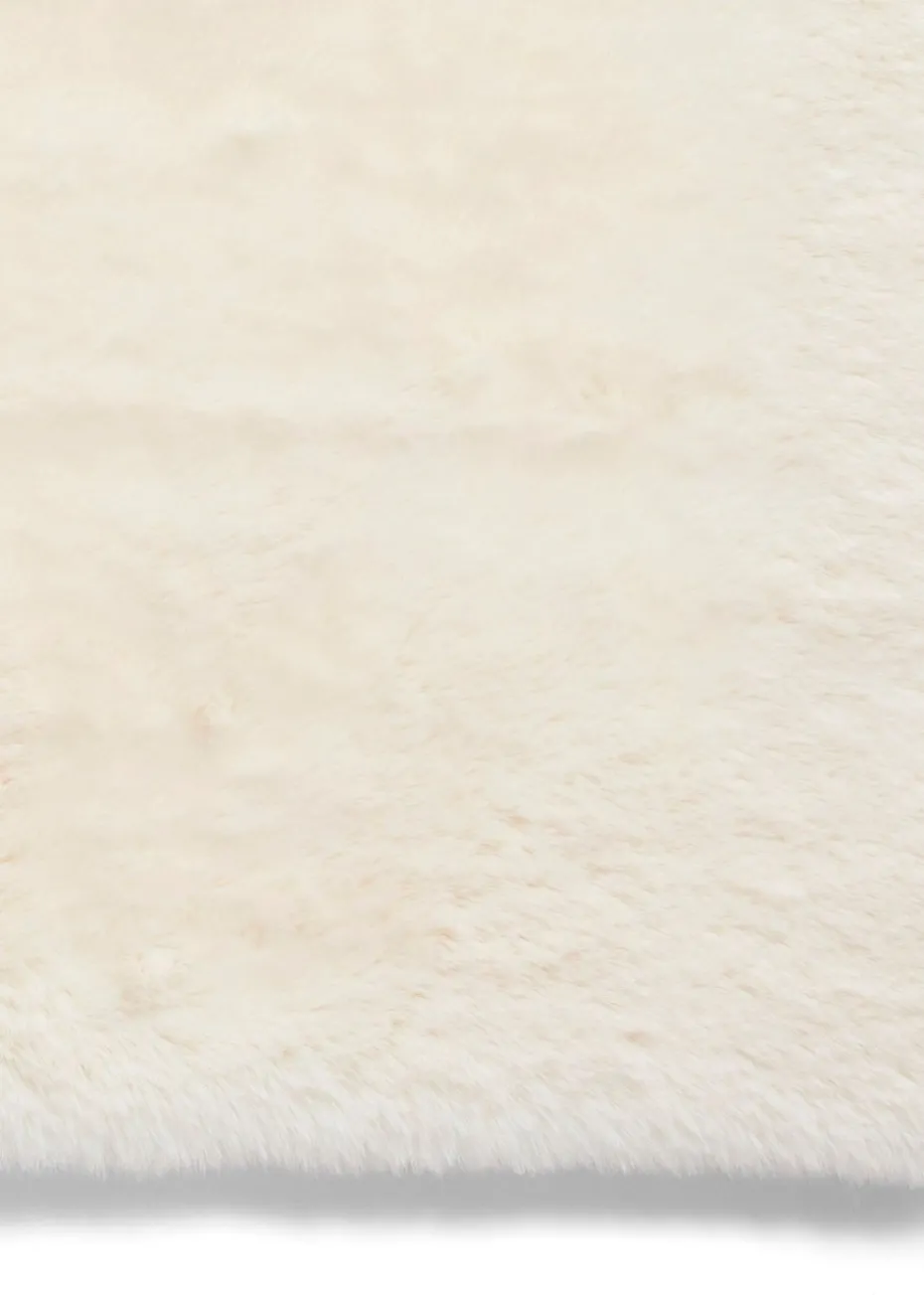 Think Rugs Super Teddy Ivory Plain Shaggy Rectangle Rug