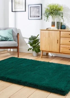 Think Rugs Super Teddy Jewel Green Plain Shaggy Rectangle Rug