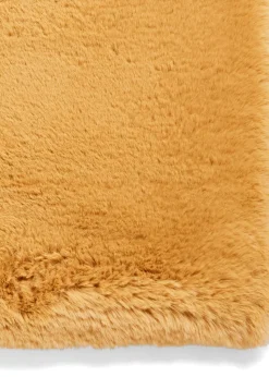 Think Rugs Super Teddy Mustard Plain Shaggy Rectangle Rug