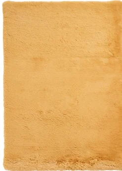 Think Rugs Super Teddy Mustard Plain Shaggy Rectangle Rug