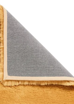 Think Rugs Super Teddy Mustard Plain Shaggy Rectangle Rug