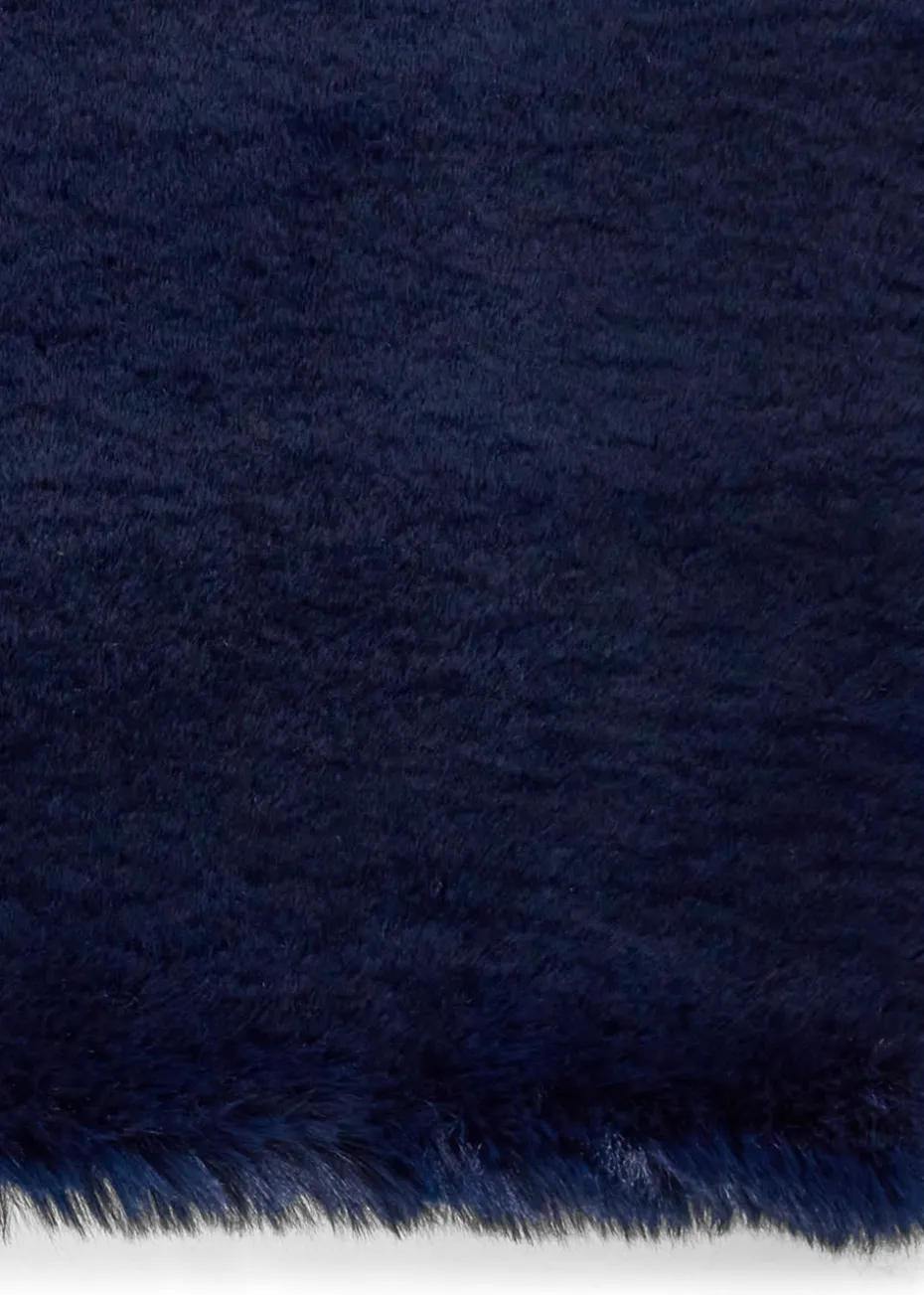 Think Rugs Super Teddy Navy Plain Shaggy Rectangle Rug