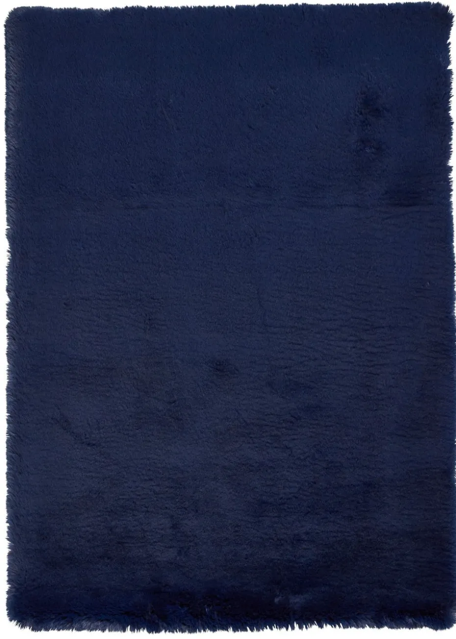 Think Rugs Super Teddy Navy Plain Shaggy Rectangle Rug