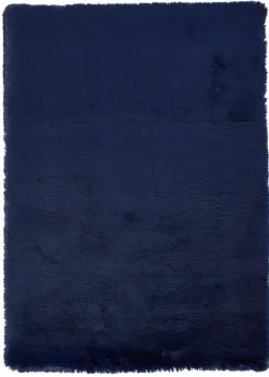 Think Rugs Super Teddy Navy Plain Shaggy Rectangle Rug