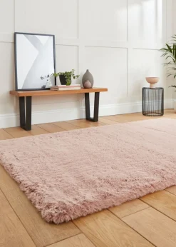 Think Rugs Super Teddy Rose Plain Shaggy Rectangle Rug
