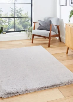 Think Rugs Super Teddy Silver Plain Shaggy Rectangle Rug