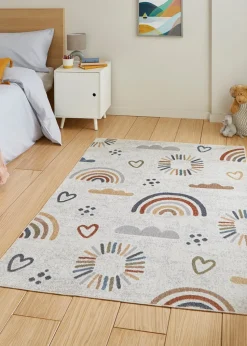 Think Rugs Vida Kids Rainbow Sun Washable Rug