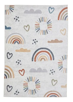 Think Rugs Vida Kids Rainbow Sun Washable Rug