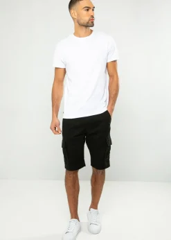 Threadbare Black Bute Cotton Cargo Shorts