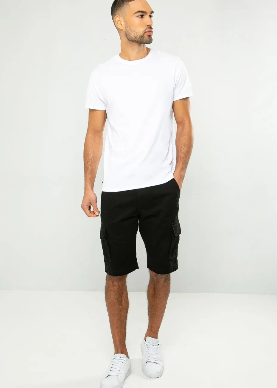 Threadbare Black Bute Cotton Cargo Shorts