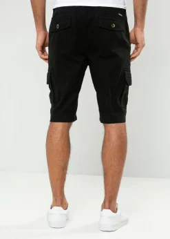 Threadbare Black Bute Cotton Cargo Shorts