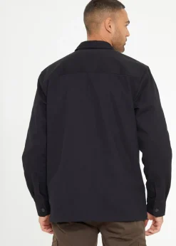 Threadbare Black Church Cotton Twill Button Up Shacket