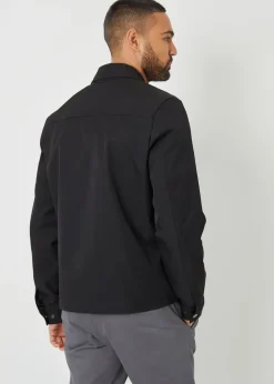 Threadbare Black Collared Lightweight Showerproof Zip-Through Jacket