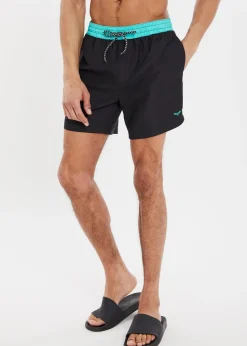 Threadbare Black Contrast Waistband Swim Shorts