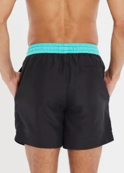 Threadbare Black Contrast Waistband Swim Shorts