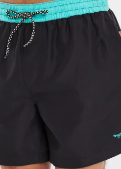 Threadbare Black Contrast Waistband Swim Shorts