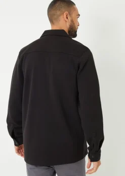 Threadbare Black Cotton Blend Popper Fastening Pique Shacket