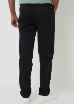 Threadbare Black Cotton Elasticated Waist Chino Trousers