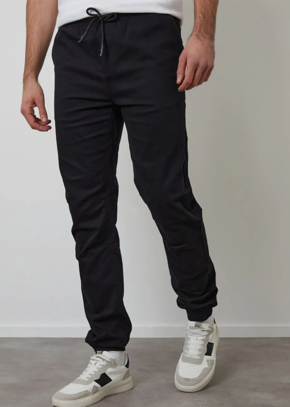 Threadbare Black Cotton Jogger Style Cuffed Trousers With Stretch