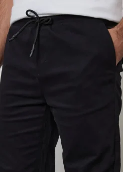 Threadbare Black Cotton Jogger Style Cuffed Trousers With Stretch