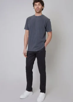 Threadbare Black Cotton Regular Fit Chino Trousers with Stretch