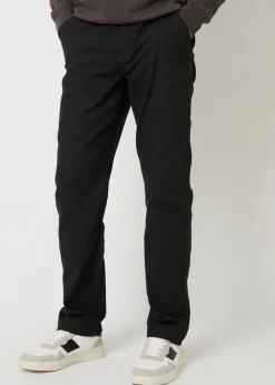 Threadbare Black Cotton Straight Leg Chino Cargo Trousers With Stretch