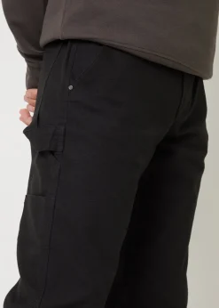 Threadbare Black Cotton Straight Leg Chino Cargo Trousers With Stretch