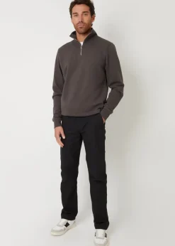 Threadbare Black Cotton Straight Leg Chino Cargo Trousers With Stretch
