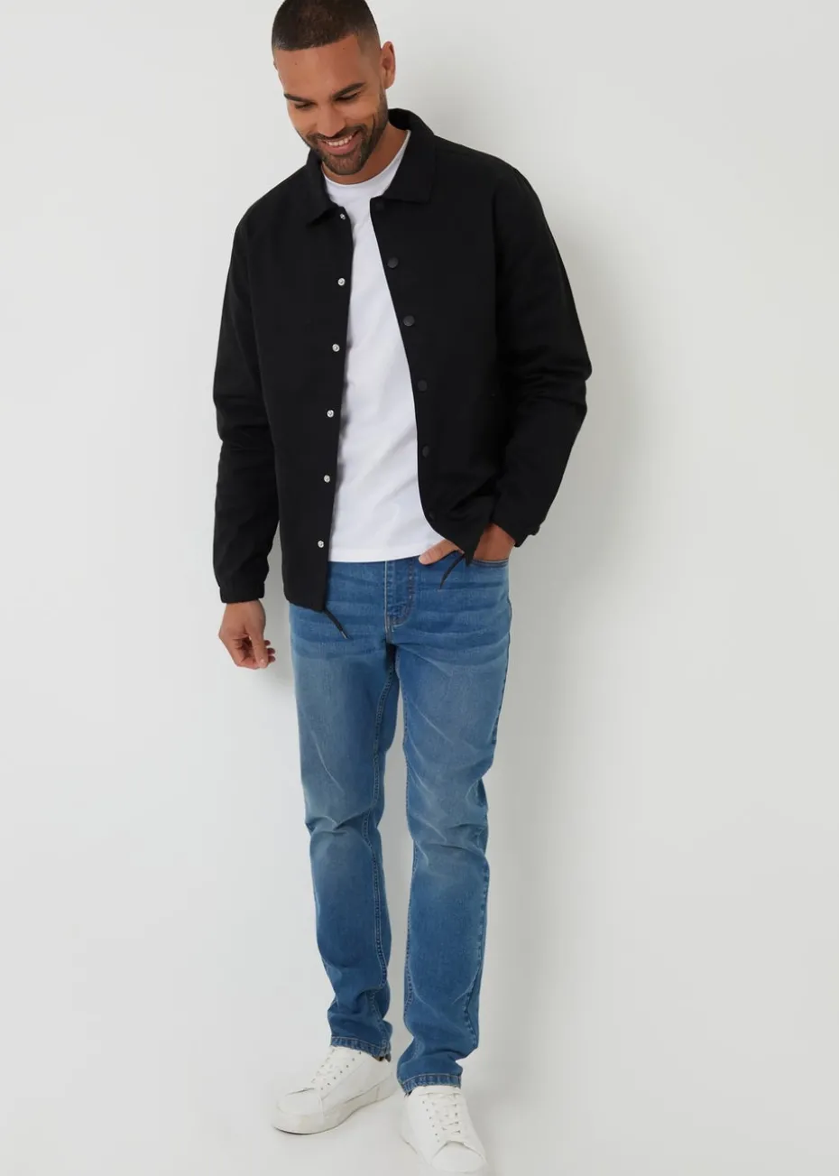 Threadbare Black Cotton Twill Lightweight Collared Jacket