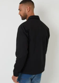 Threadbare Black Cotton Twill Lightweight Collared Jacket