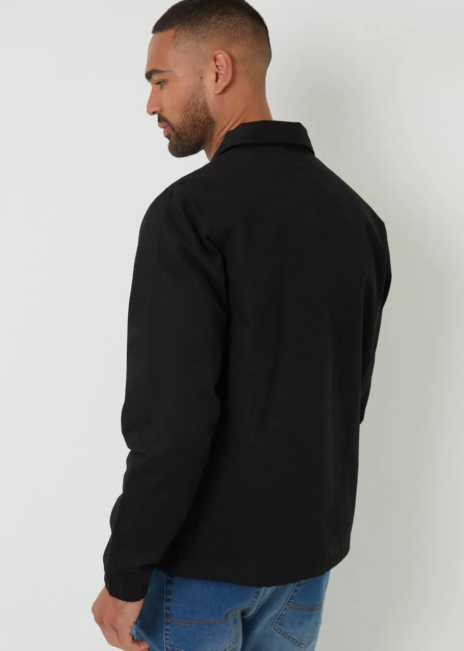 Threadbare Black Cotton Twill Lightweight Collared Jacket