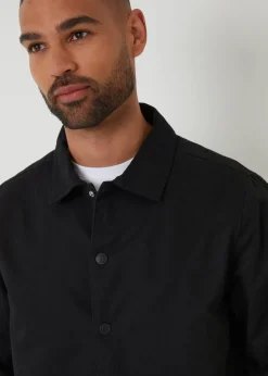 Threadbare Black Cotton Twill Lightweight Collared Jacket