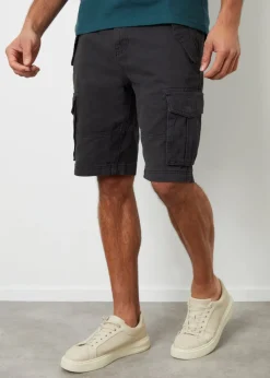 Threadbare Black Cotton Twill Utility Cargo Shorts