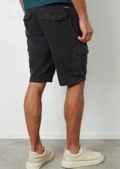 Threadbare Black Cotton Twill Utility Cargo Shorts