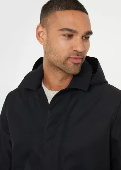 Threadbare Black Croy Showerproof 2-in-1 Mac Coat with Concealed Hood
