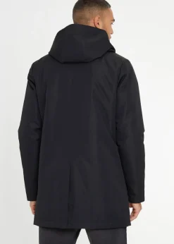 Threadbare Black Croy Showerproof 2-in-1 Mac Coat with Concealed Hood