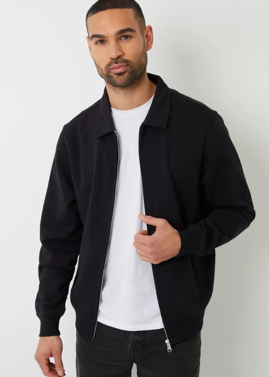 Threadbare Black Full Zip Collared Sweatshirt