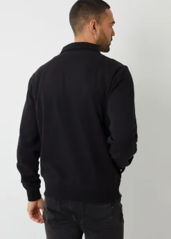 Threadbare Black Full Zip Collared Sweatshirt