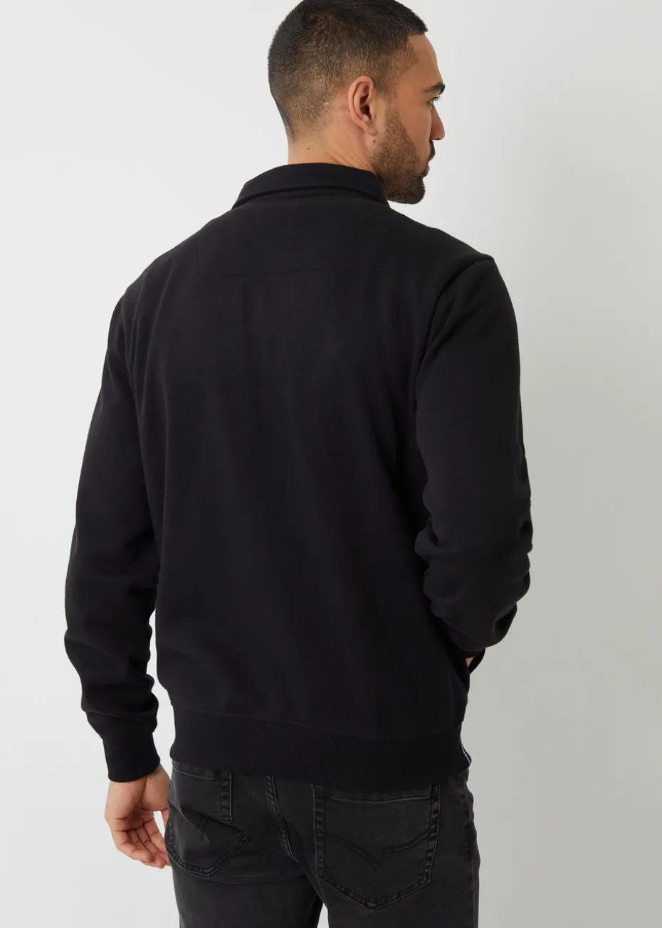 Threadbare Black Full Zip Collared Sweatshirt