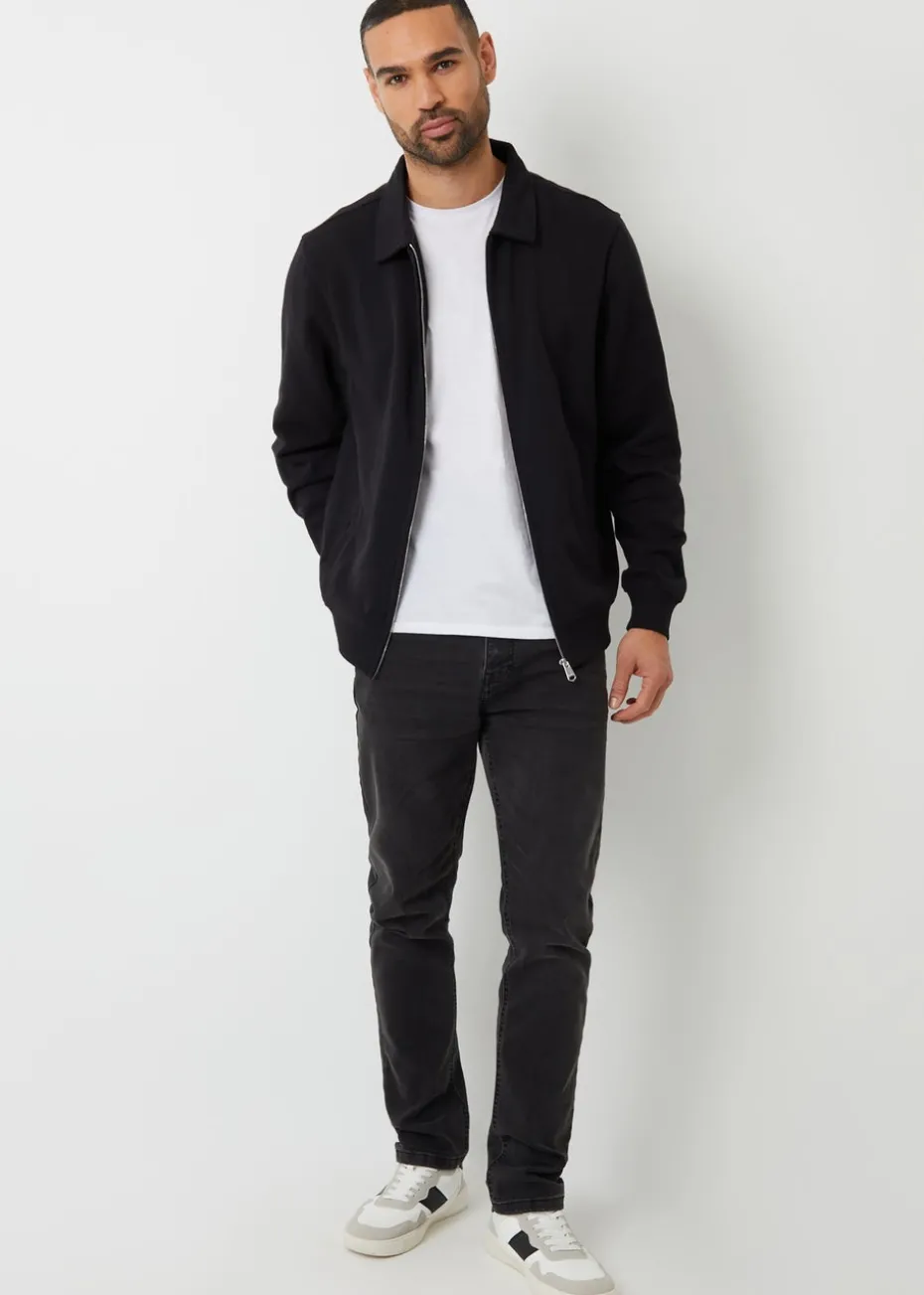 Threadbare Black Full Zip Collared Sweatshirt