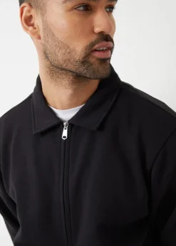Threadbare Black Full Zip Collared Sweatshirt