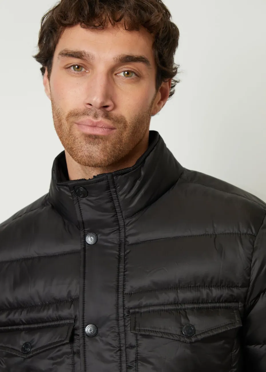 Threadbare Black Funnel Neck Utility Puffer Jacket