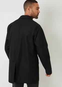 Threadbare Black Gretna Showerproof Longline Tailored Mac